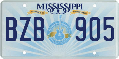 MS license plate BZB905