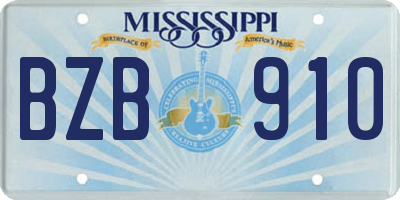 MS license plate BZB910