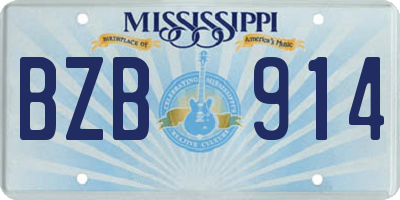 MS license plate BZB914