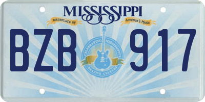 MS license plate BZB917