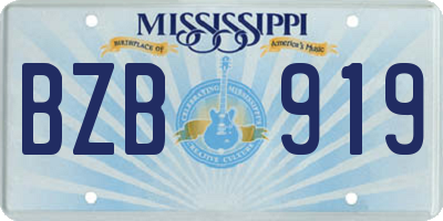 MS license plate BZB919