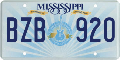 MS license plate BZB920