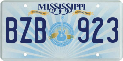 MS license plate BZB923