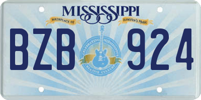 MS license plate BZB924