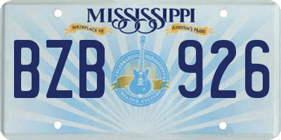 MS license plate BZB926