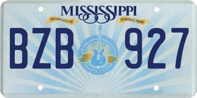 MS license plate BZB927
