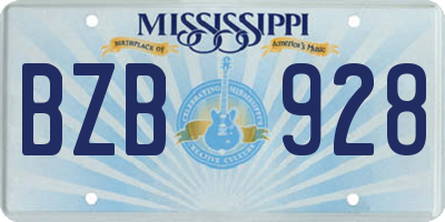 MS license plate BZB928