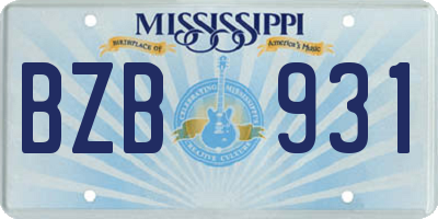 MS license plate BZB931