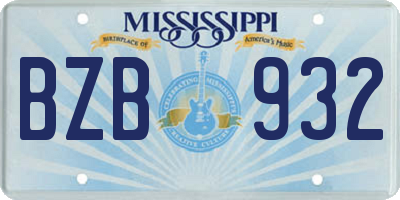 MS license plate BZB932
