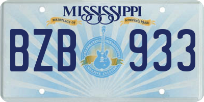 MS license plate BZB933