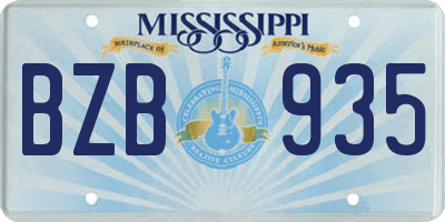 MS license plate BZB935
