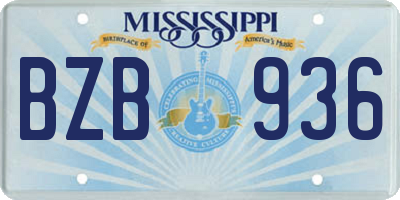 MS license plate BZB936