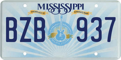 MS license plate BZB937