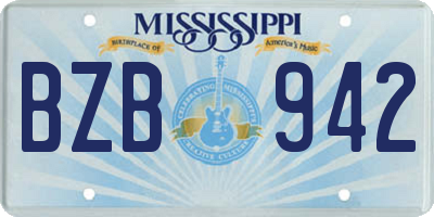 MS license plate BZB942