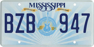 MS license plate BZB947