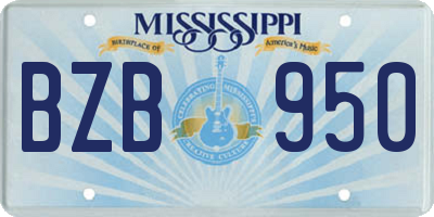 MS license plate BZB950