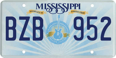 MS license plate BZB952