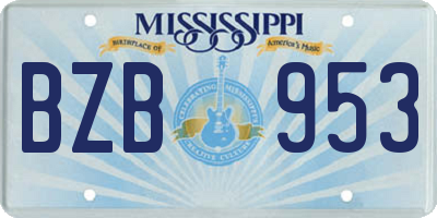 MS license plate BZB953