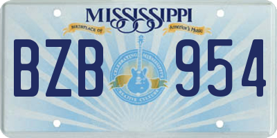 MS license plate BZB954