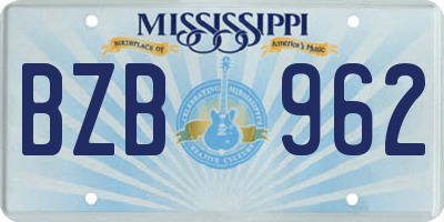 MS license plate BZB962