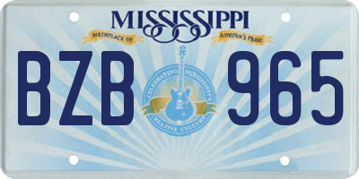 MS license plate BZB965