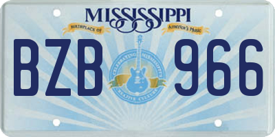 MS license plate BZB966