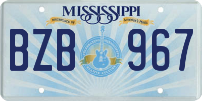 MS license plate BZB967