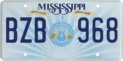 MS license plate BZB968