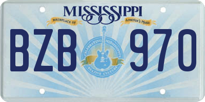 MS license plate BZB970