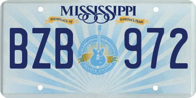 MS license plate BZB972