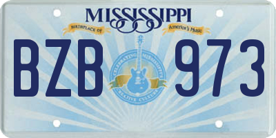 MS license plate BZB973