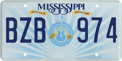 MS license plate BZB974