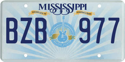 MS license plate BZB977