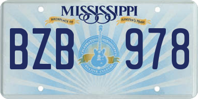 MS license plate BZB978