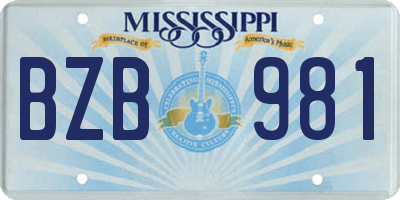 MS license plate BZB981