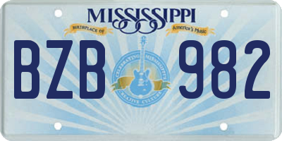 MS license plate BZB982