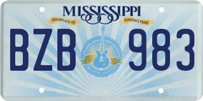 MS license plate BZB983
