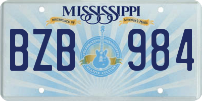 MS license plate BZB984