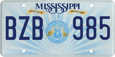 MS license plate BZB985