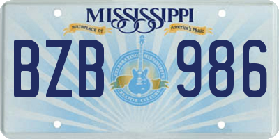 MS license plate BZB986