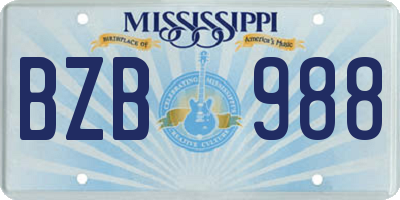 MS license plate BZB988