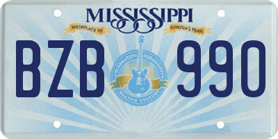 MS license plate BZB990