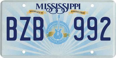 MS license plate BZB992