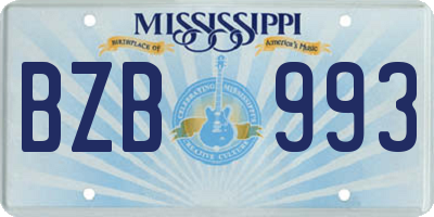 MS license plate BZB993