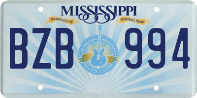 MS license plate BZB994