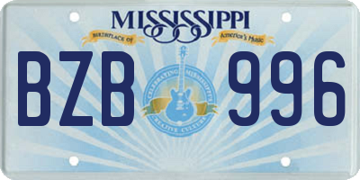 MS license plate BZB996