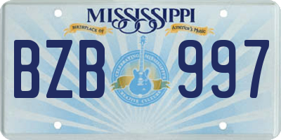 MS license plate BZB997