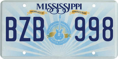MS license plate BZB998