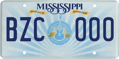 MS license plate BZC000
