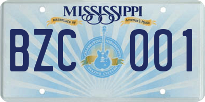 MS license plate BZC001